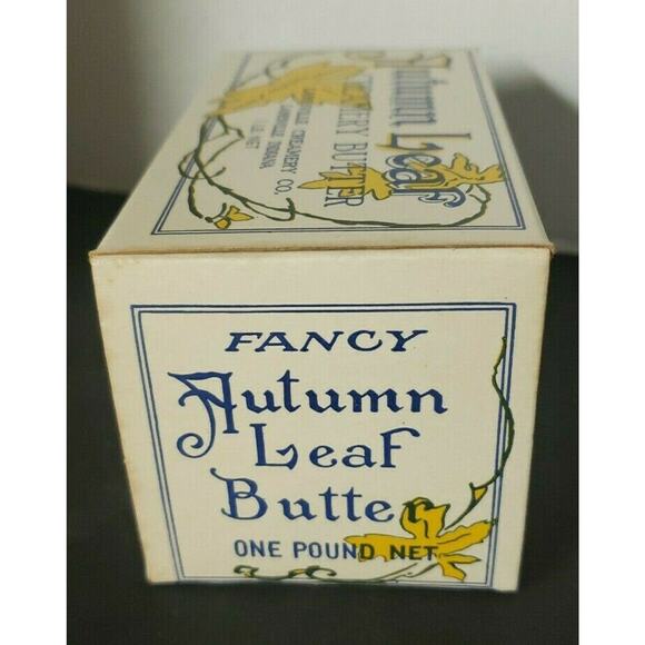 Vintage 1940's Autumn Leaf Waxed Creamery Butter Box New Old Stock - Picture 3 of 5